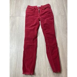 Free People Corduroy Pants Womens 24‎ Raw Hem Ruby Red Cords Fall Winter